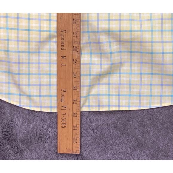 Brooks Brothers 346 Men XL Yellow Torquoise Plaid 100% Cotton Button Down Shirt - Picture 9 of 11